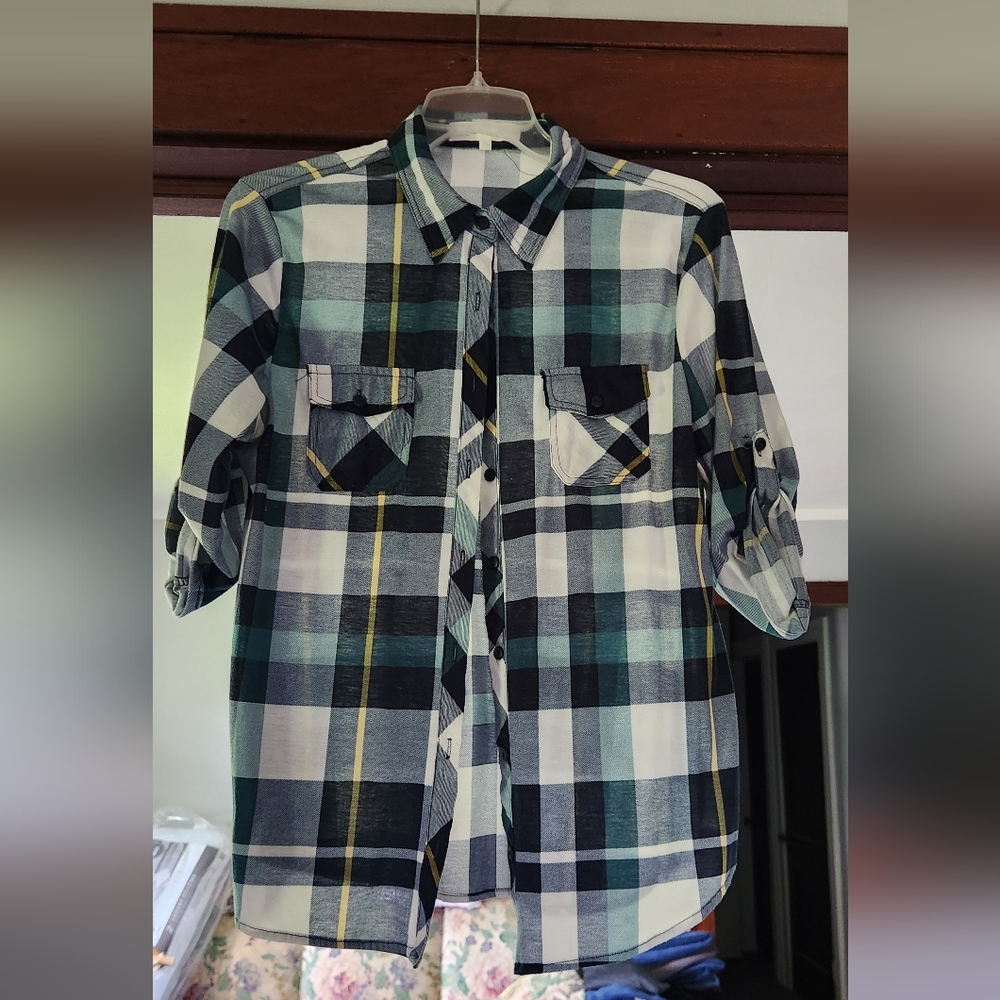 Womens Plaid Shirt - Blue and Green